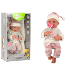 Lėlė kūdikis su rožiniu čiulptuku ir rūbais