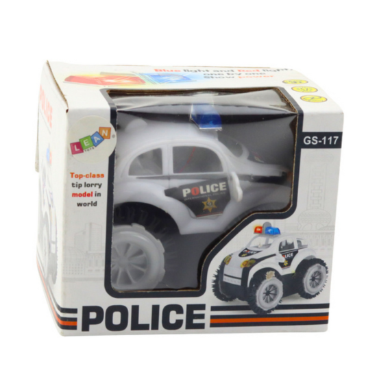 Police Car Rollover Obstacle Sensor 360° Lights Sounds White Žaisliniai automobiliai