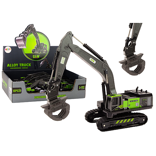 Crawler Excavator Grapple Drilling Rig Bucket 1:55 Black-Green Mänguautod
