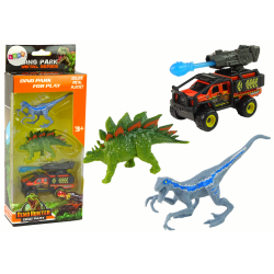 Dinozaurų figūrėlės ir automobilis Dinozaurų figūrėlės ir automobilis