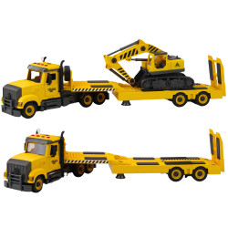 Išardomas sunkvežimis su vikšriniu ekskavatoriumi