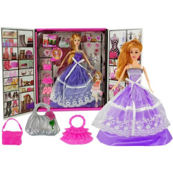 Lėlė su violetine suknele ir aksesuarais Lėlė su violetine suknele ir aksesuarais