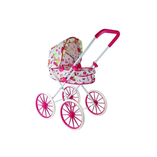 Doll Pram Retro Big Wheels Flowers Lėlės ir žaidimų rinkiniai