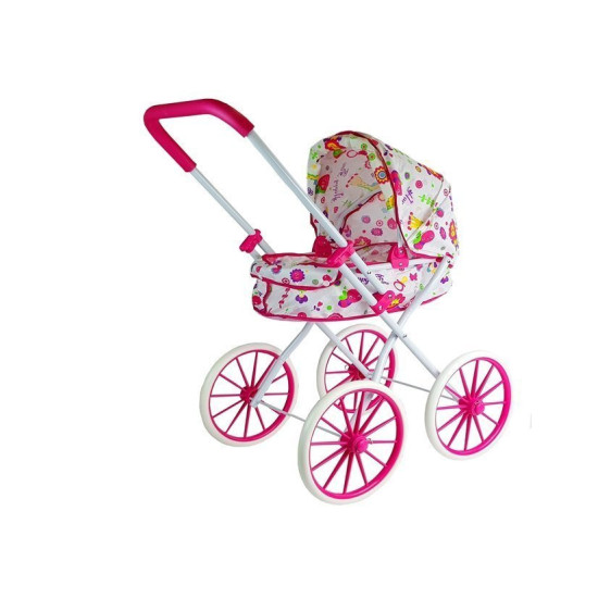 Doll Pram Retro Big Wheels Flowers Lėlės ir žaidimų rinkiniai