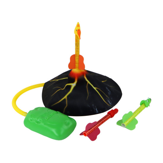 Juodas ugnikalnis su dinozaurų formos raketomis Dinozaurai