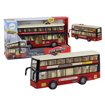 Double-decker city bus The lights are red 1:16
