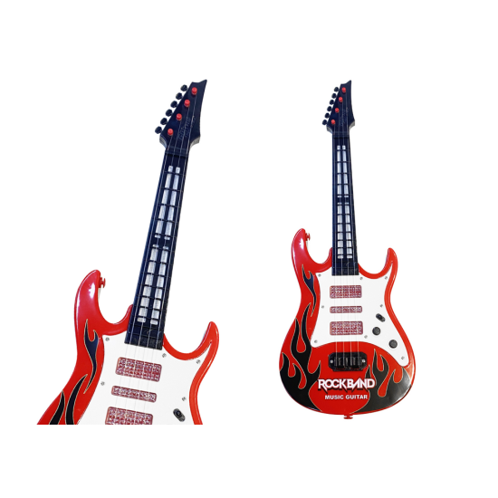 Elektrinė raudona gitara vaikams su šviesos ir melodijos efektu Muzikos instrumentai