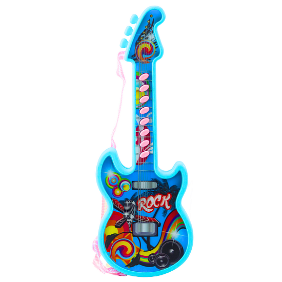 Mėlyna elektrinė gitara vaikams su melodija Muzikos instrumentai