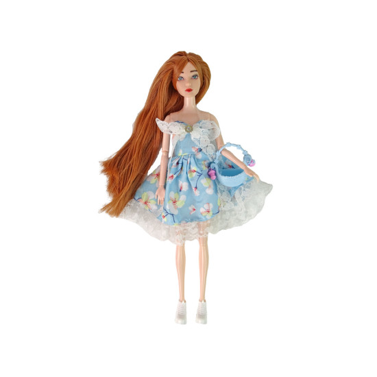 Raudonplaukė lėlė Emily su gėlėmis ir krepšiu Lėlės ir žaidimų rinkiniai