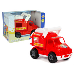 Raudonas ugniagesių gelbėtojų gelbėjimo automobilis