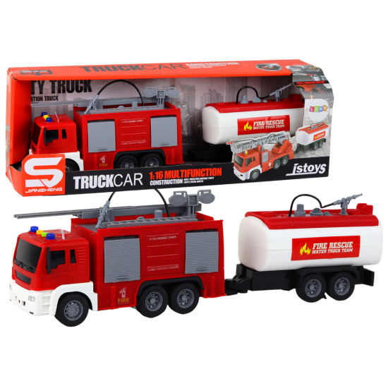 Fire Department With Trailer Fire Truck 1:16 Sounds of Light Žaisliniai automobiliai