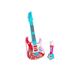Rožinė/mėlyna elektrinė gitara su stygomis ir mikrofonu Rožinė/mėlyna elektrinė gitara su stygomis ir mikrofonu