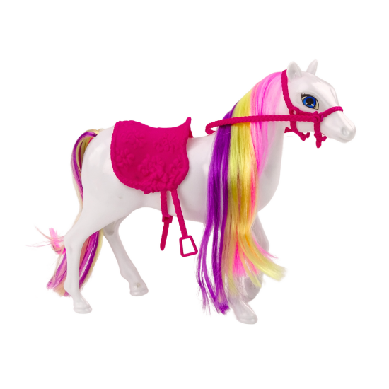 Balto arklio figūrėlė su rožiniu balnu Lėlės ir žaidimų rinkiniai