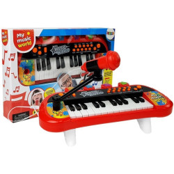 Raudona pianino klaviatūra su 24 klavišais ir mikrofonu Raudona pianino klaviatūra su 24 klavišais ir mikrofonu