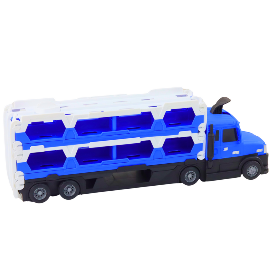 Lora Tow Truck Race Track 2in1 Lights Sounds Signs Cars Blue Žaisliniai automobiliai