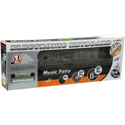 Pilkas muzikinis pianinas su mikrofonu