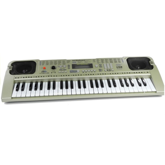 Pilkas muzikinis pianinas su mikrofonu Muzikos instrumentai