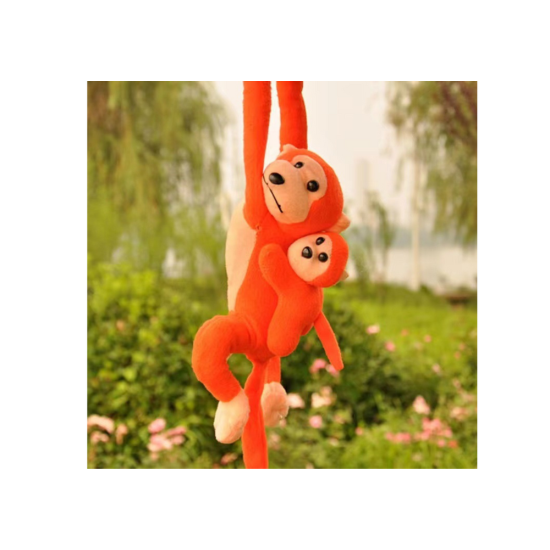 Mascot Plush Monkey with Baby, Orange 90 cm Pliušiniai žaislai