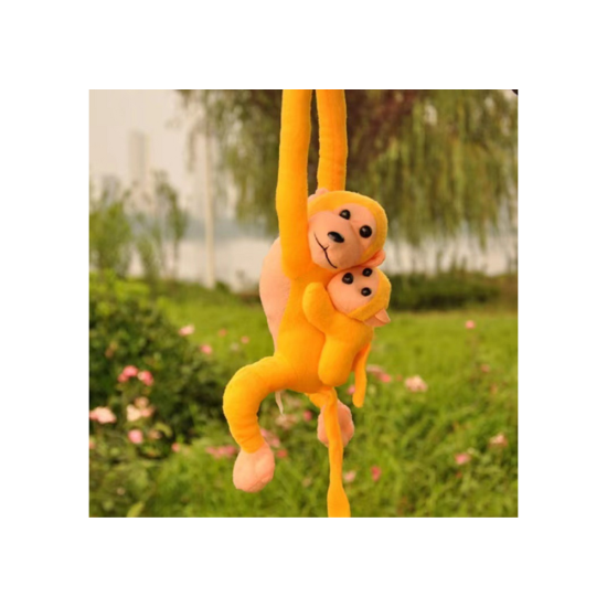 Mascot Plush Monkey with Baby, Yellow 70 cm Pliušiniai žaislai