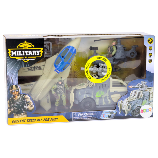 Karinis rinkinys su tarnsporto priemonėmis ir kareiviais Lėlės ir žaidimų rinkiniai