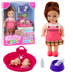 Mini lėlytės rinkinys su dviem šuniukais Mini lėlytės rinkinys su dviem šuniukais