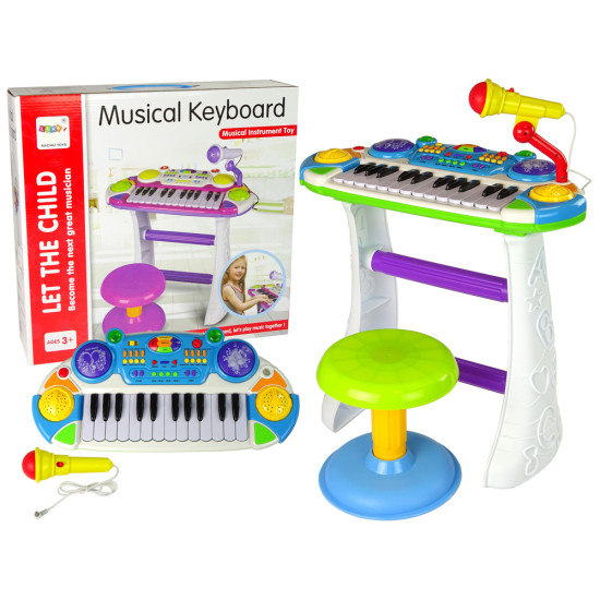 Muzikinis pianinas vaikams su mikrofonu 308 - Žaislai Muzikinis pianinas vaikams su mikrofonu Muzikos instrumentai