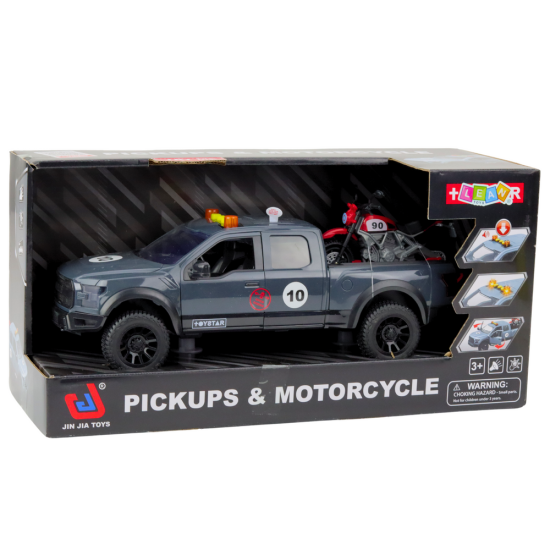 Pickup Truck With Engine Lights Sounds Gray 1:12 Žaisliniai automobiliai