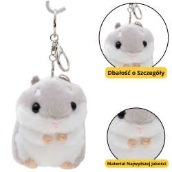 Pilkas pliušinis žiurkėnas raktų pakabukas 10cm