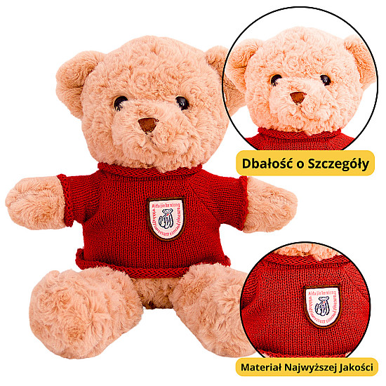 Plush Mascot Cuddly Toy Teddy Bear Beige Red Sweater 40cm Plīša rotaļlietas