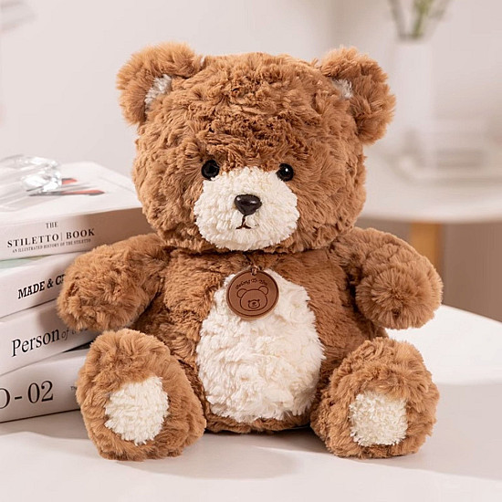 Plush Mascot Cuddly Toy Teddy Bear with Medallion Brown 25cm Pluusi mänguasjad