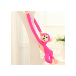 Pliušinė tamsiai rožinė beždžionėlė su garsu 80 cm