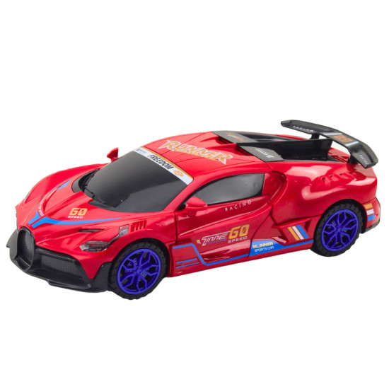 Sports Car Obstacle Sensor Led Ball 360° Rotation Lights Sound Red Žaisliniai automobiliai