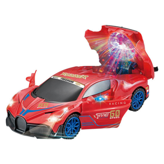 Sports Car Obstacle Sensor Led Ball 360° Rotation Lights Sound Red Žaisliniai automobiliai