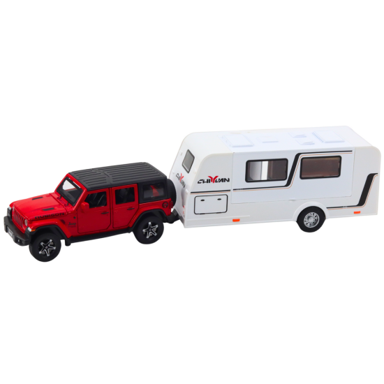 Set of Car Off-road Camper Metal Drive Lights Sounds Red 1:32 Žaisliniai automobiliai