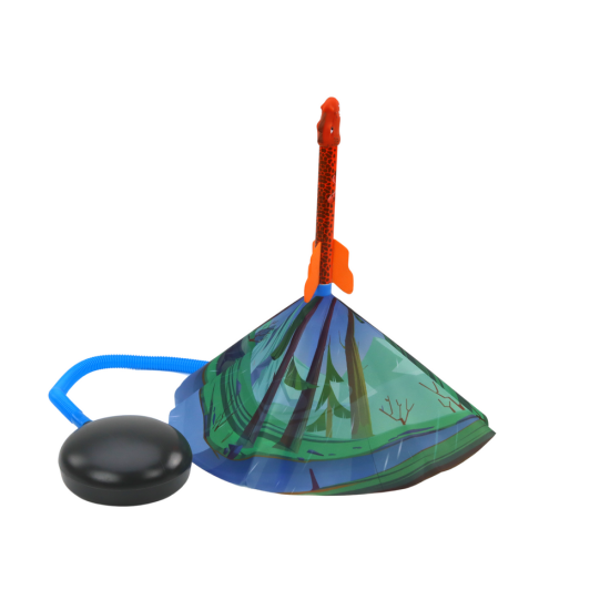 Mėlynas ugnikalis su dinozaurų formos raketomis Dinozaurai