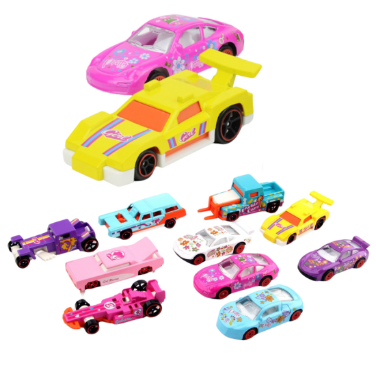 Set of Pink Cars for Girls 10pcs Žaisliniai automobiliai