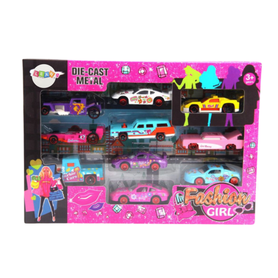 Set of Pink Cars for Girls 10pcs Žaisliniai automobiliai