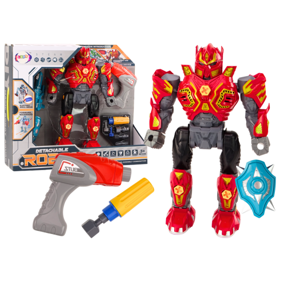 Raudonas surenkamas robotas