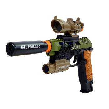 Military set with a rifle and a knife