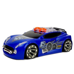 Mėlynas sportinis automobilinis su garsiakalbiu