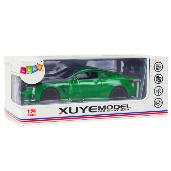 Sports Car Metal Friction Drive Openable Elements 1:24 Green Žaisliniai automobiliai