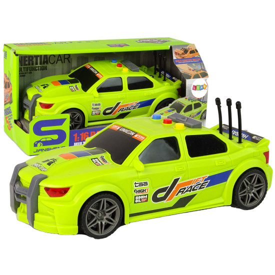 Sports Car Racing Lights Sounds Green 1:16 Žaisliniai automobiliai