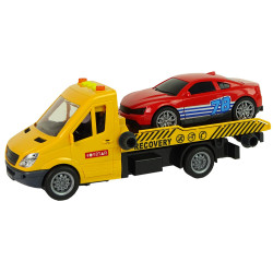 Geltonas transporteris sunkvežimis 