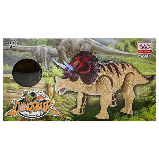 Žalias baterijomis valdomas Triceratops dinozauras su garso efektu Dinozaurai