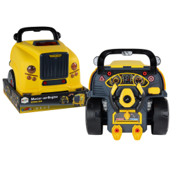 Surenkamas geltonas autobuso variklis