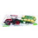 Agricultural Farm Tractor With Green and Yellow Trailer Red 50cm Žaisliniai automobiliai