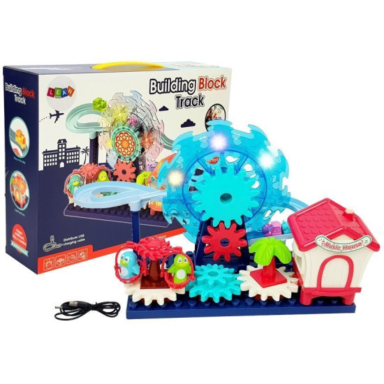 Baterijomis maitinamas konstrukcinių kaladėlių rinkinys su čiuožykla 7895 - Žaislai Baterijomis maitinamas konstrukcinių kaladėlių rinkinys su čiuožykla Konstruktoriai