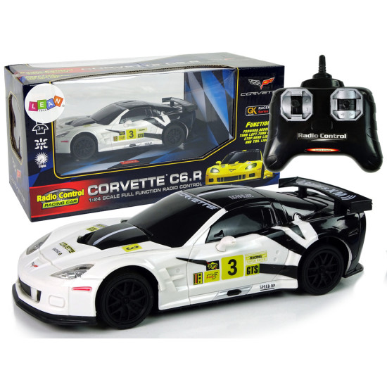 Sportinis automobilis R/C 1:24 Corvette C6.R baltoas 2.4 G žibintai 9736 - Žaislai Sportinis automobilis R/C 1:24 Corvette C6.R baltoas 2.4 G žibintai Radijo bangomis valdomi žaislai