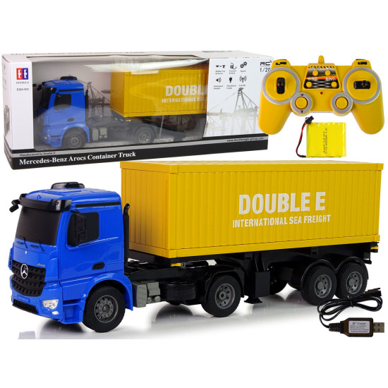 Didelis R/C sunkvežimis Mercedes Arocs Blue 1:20 Konteineris 58 cm ilgio Radijo bangomis valdomi žaislai