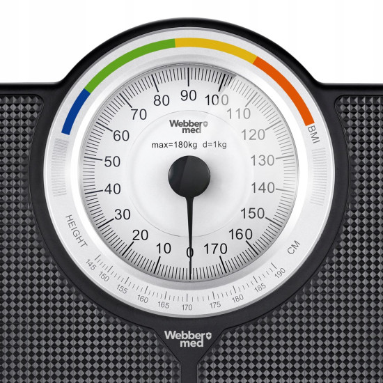 Classic Mechanical Bathroom Scale up to 180 kg Black WEBBER BMI Elektronika ir buitiniai prietaisai ELDOM